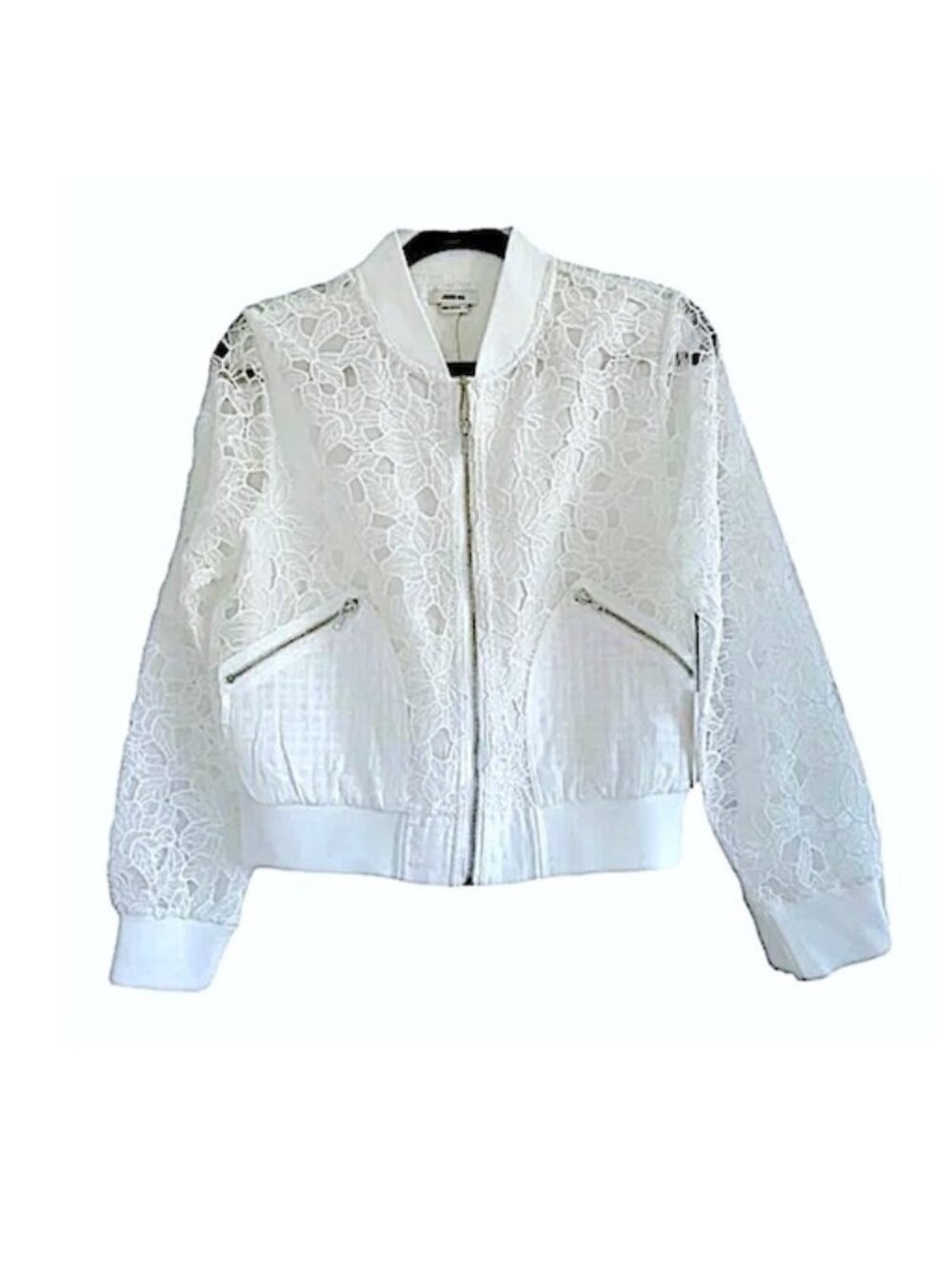 Jason Wu White Eyelet Bomber Jacket Lightweight Sheer Sleeves Size XS  NEW
